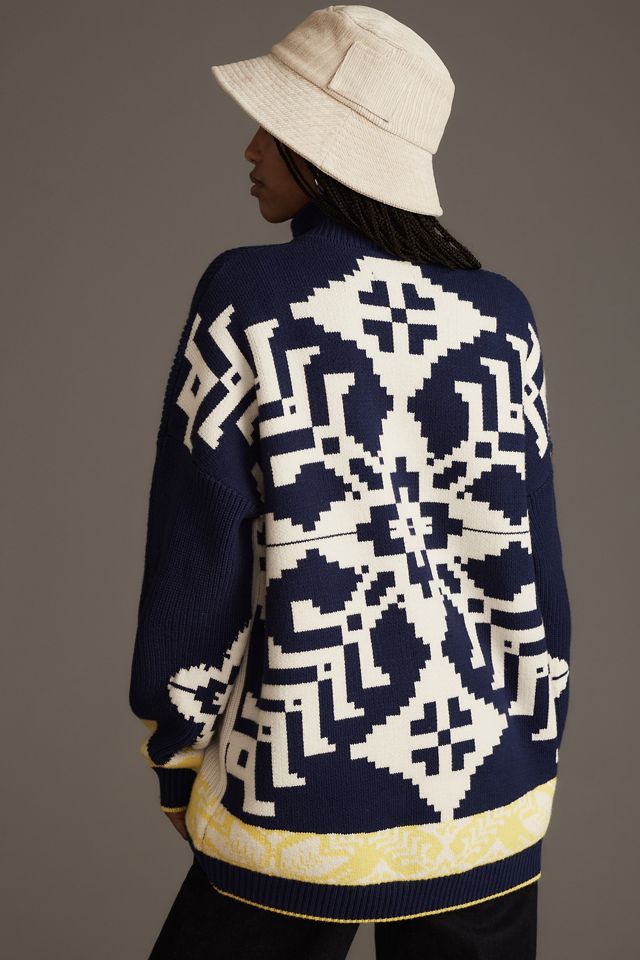 Maeve Zip-Front Fairisle Cardigan Sweater #2