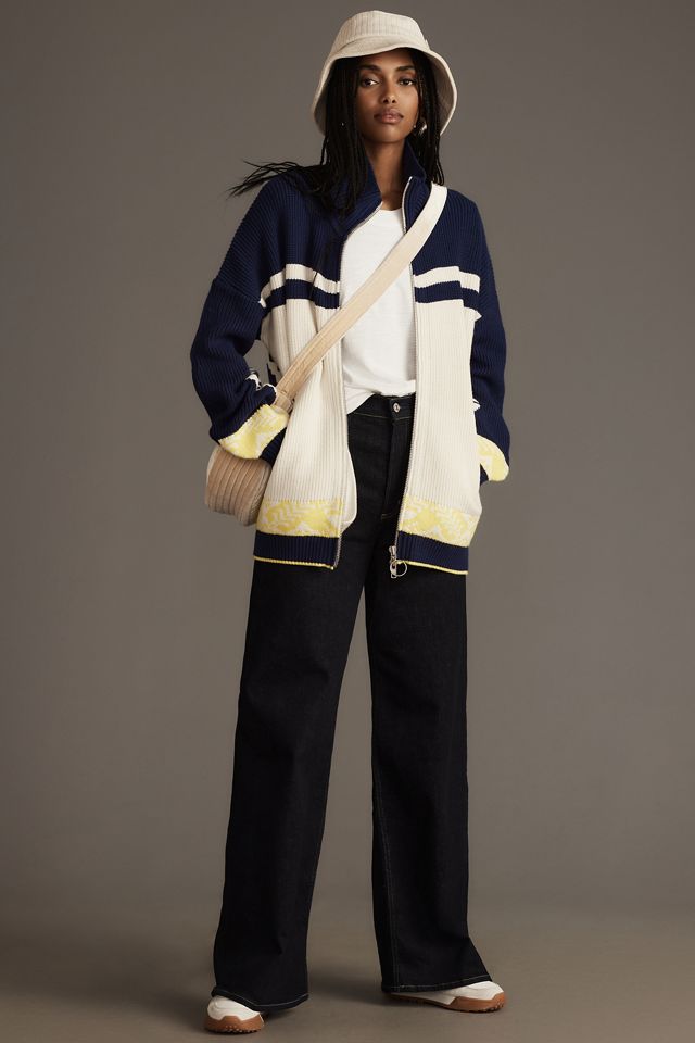 Maeve Zip-Front Fairisle Cardigan Sweater #3