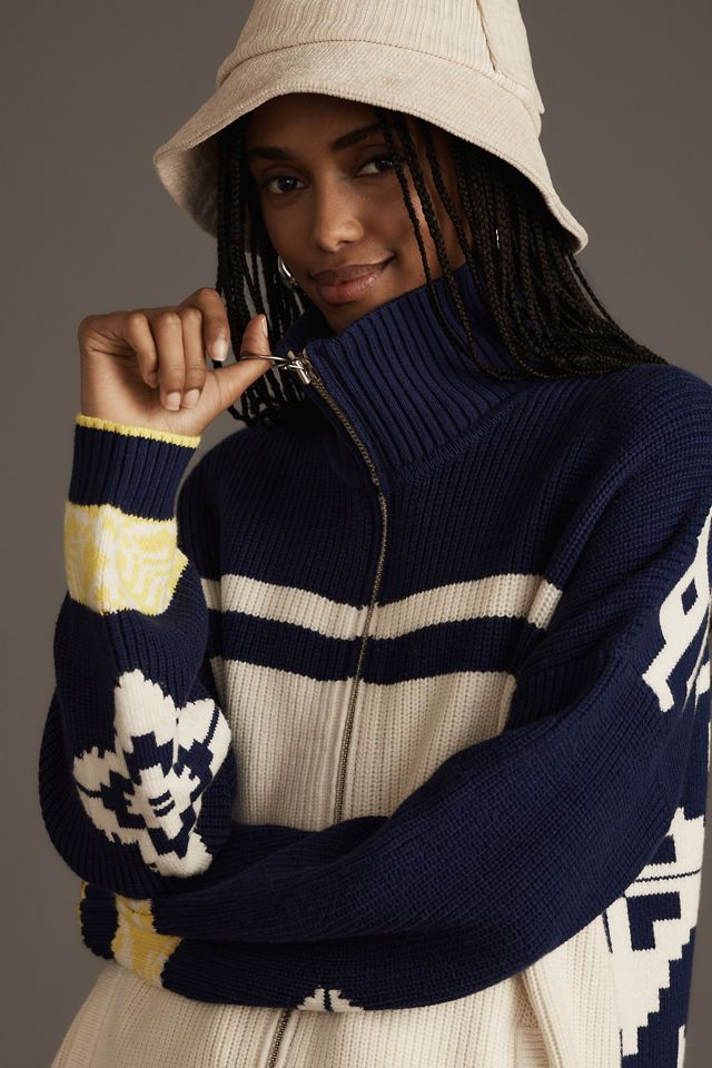 Maeve Zip-Front Fairisle Cardigan Sweater #4