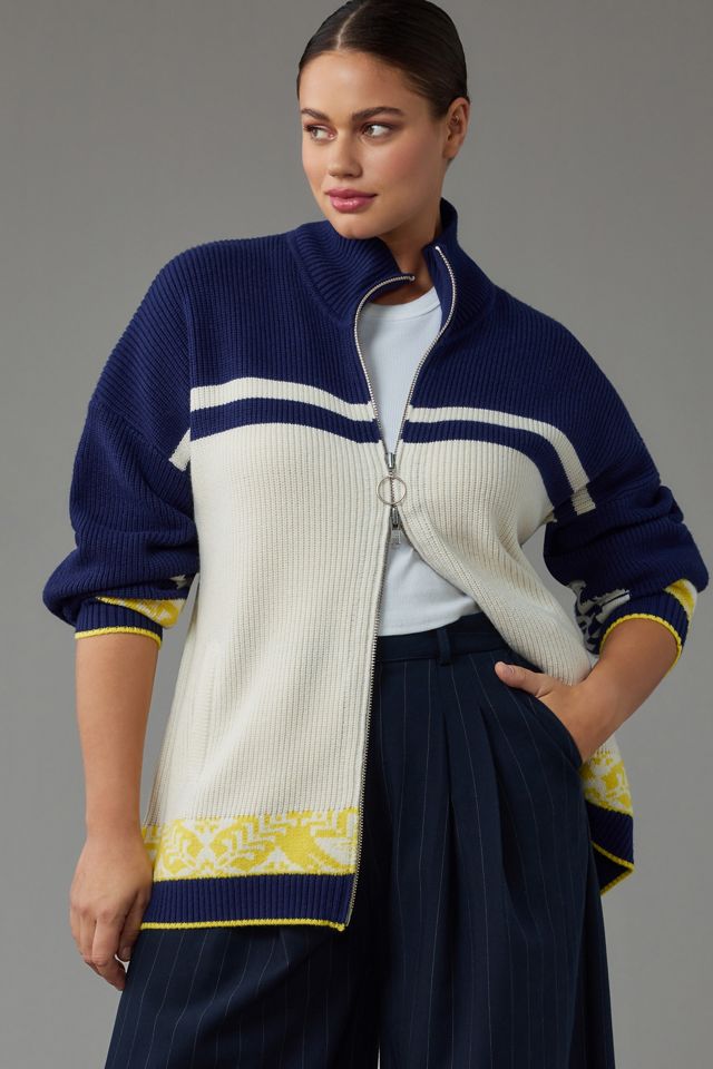 Maeve Zip-Front Fairisle Cardigan Sweater #6