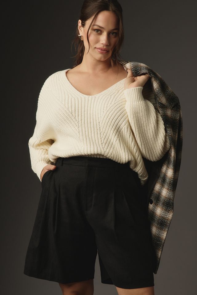 Maeve V-Neck Sculptured Pullover Sweater #4