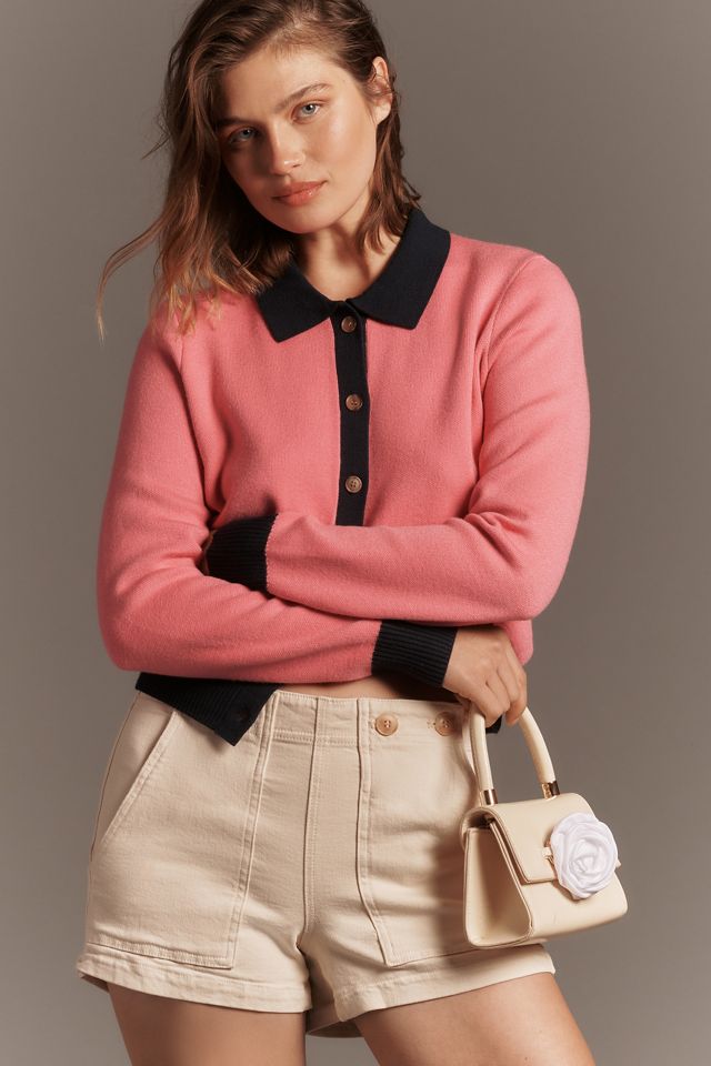 Anthropologie Maeve Cotton Blend Fitted Knit Cardigan