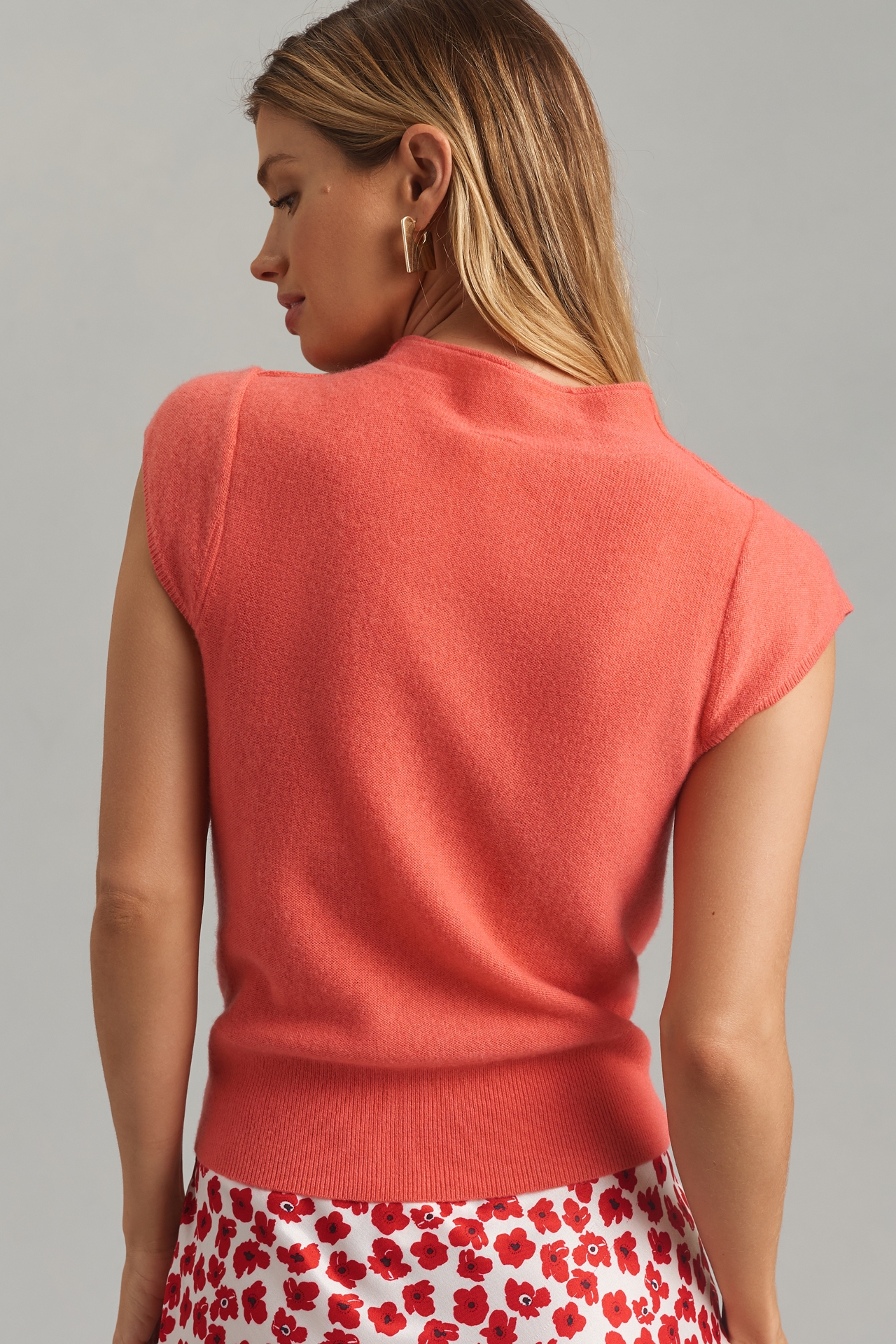 By Anthropologie Cap-Sleeve Mock-Neck Cashmere Sweater Tee