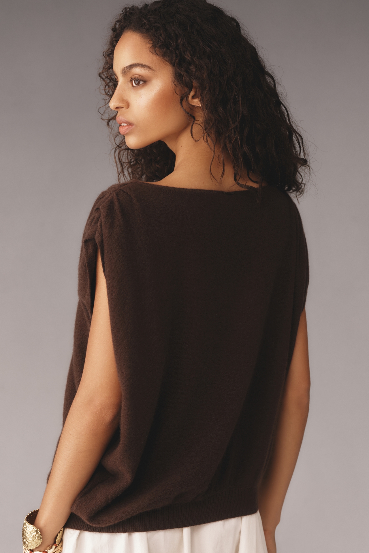 By Anthropologie Off-The-Shoulder Cashmere Sweater Top