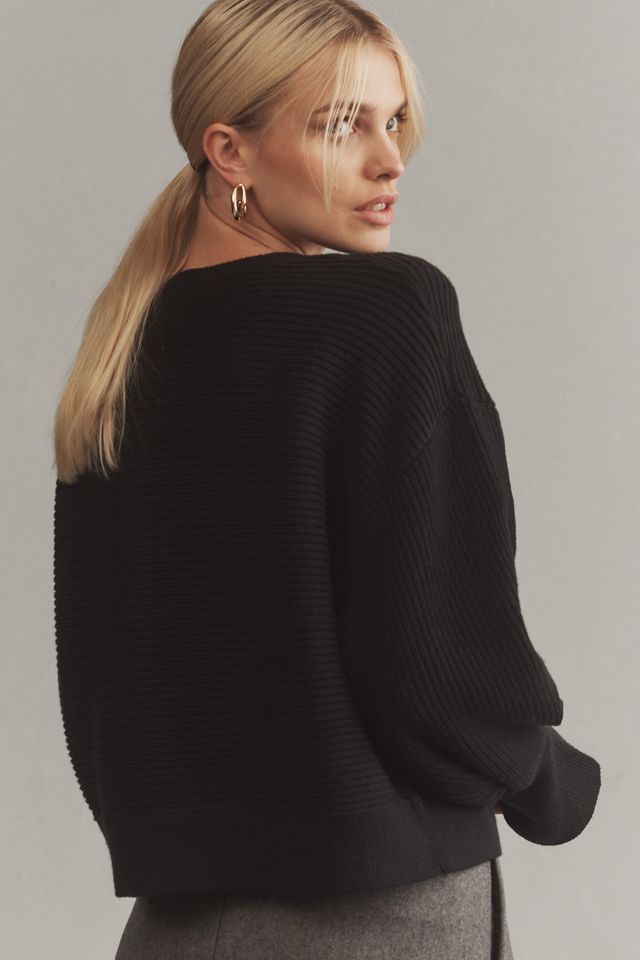 Anthropologie Maeve Tie-Neck Ribbed Cape Sweater