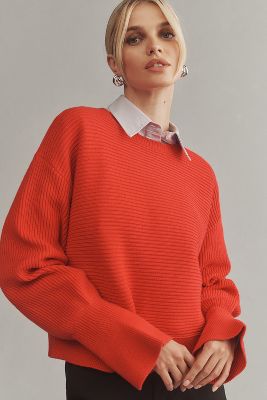 Shop Maeve Ribbed Pullover Sweater In Red