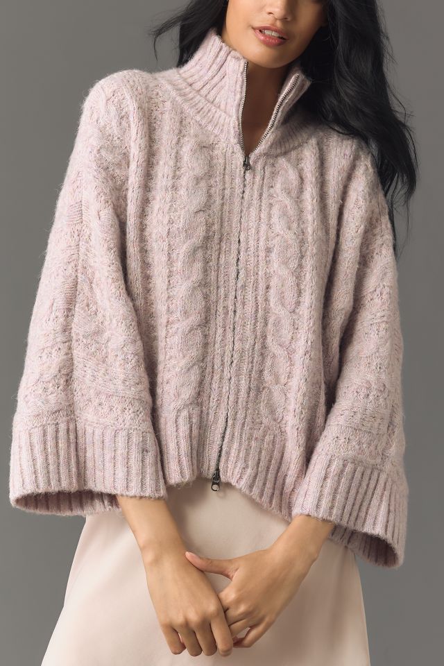 Pilcro - cable knit cardigan sweater crop button-front thick knit rib trim shops