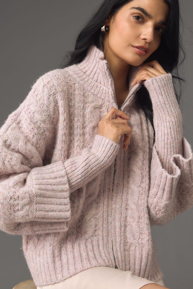 Pilcro - cable knit cardigan sweater crop button-front thick knit rib trim shops