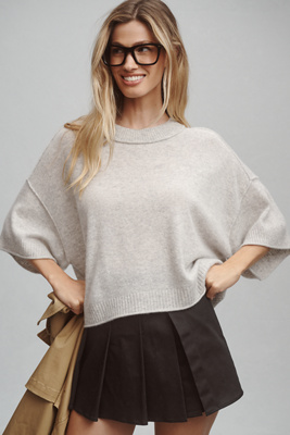 By Anthropologie Crew-neck Cashmere Sweater In Grey