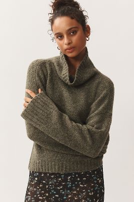 Shop Pilcro The Lennon Wide-sleeve Turtleneck Sweater By  In Green