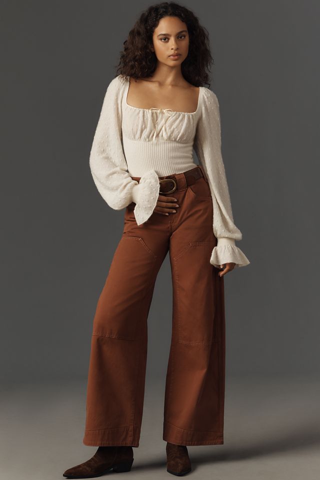 By Anthropologie Poet-Sleeve Square-Neck Cashmere Sweater #1