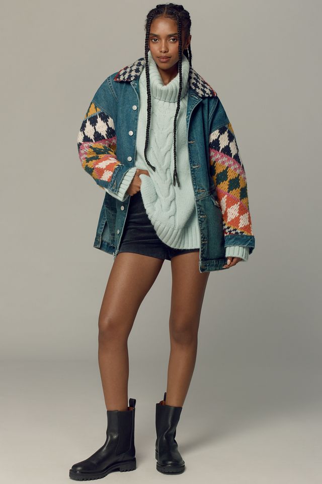 Pilcro Crochet Denim Sweater Jacket | Anthropologie