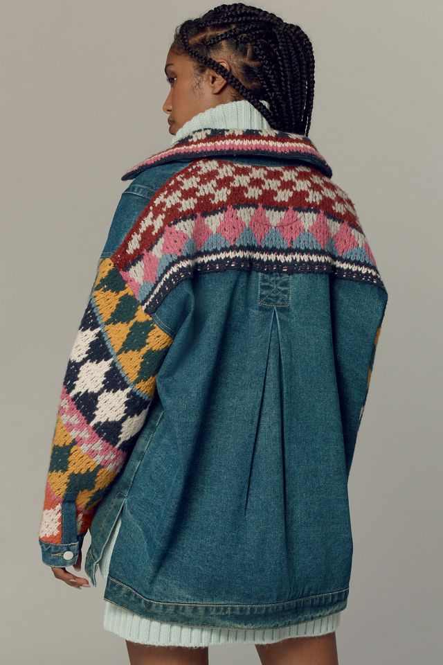 Pilcro Crochet Denim Sweater Jacket | Anthropologie