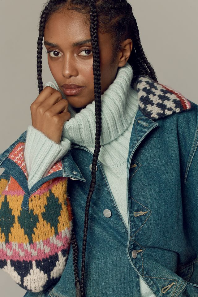Pilcro Crochet Denim Sweater Jacket | Anthropologie