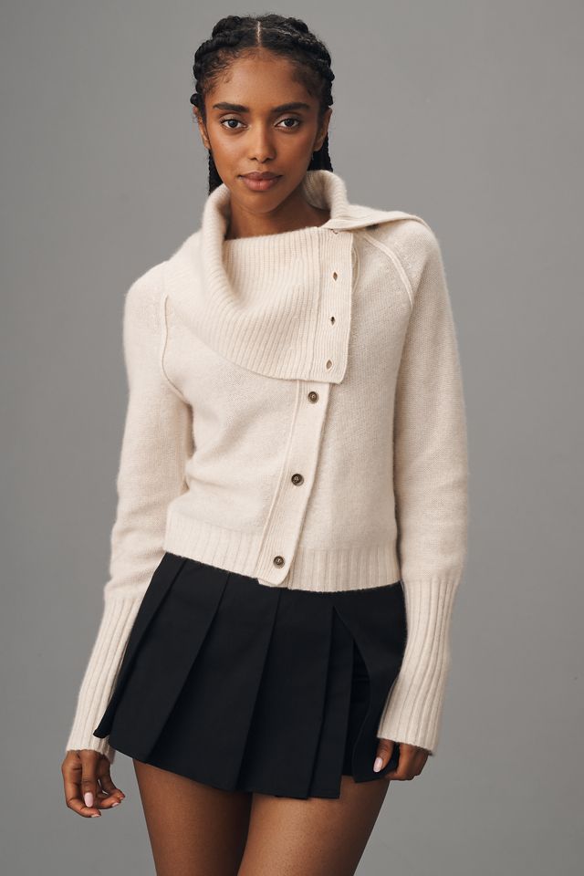 Pilcro Asymmetric Button Cashmere Cardigan Sweater #3
