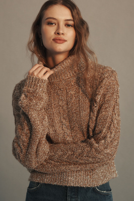Pull à col roulé en maille brillante en Yellow taille: M chez Anthropologie - Pilcro - Modalova