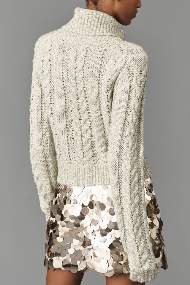 Pilcro Shine Cable-Knit Turtleneck Sweater #1
