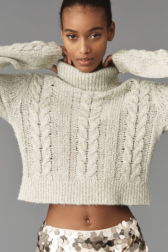 Pilcro Shine Cable-Knit Turtleneck Sweater #3