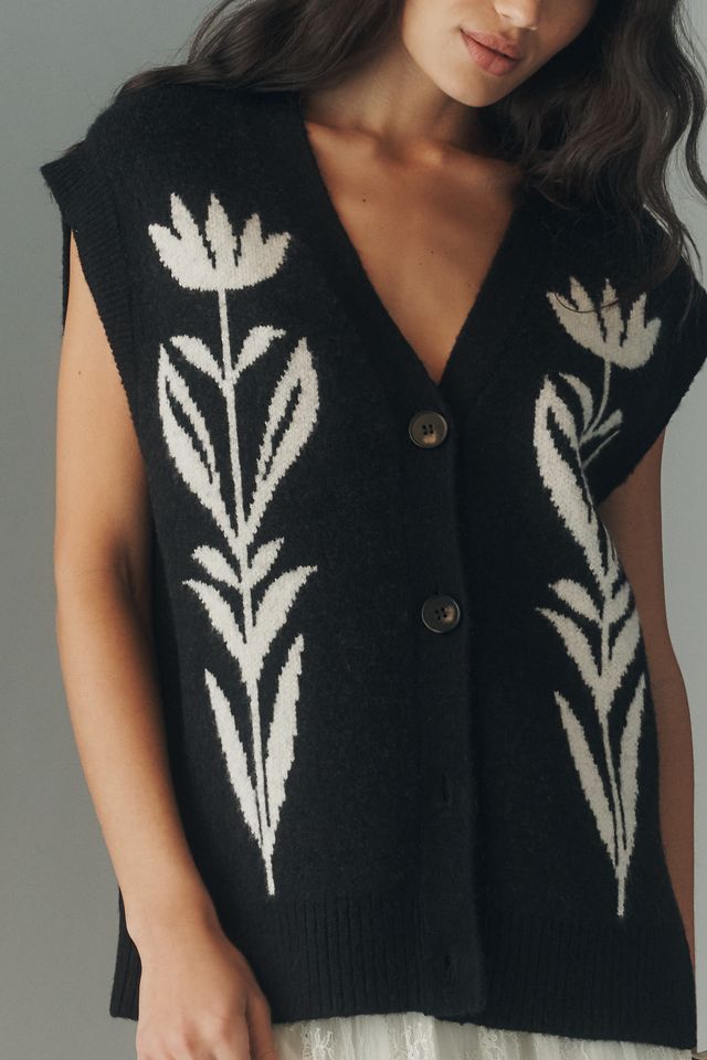 By Anthropologie Button-Front Sweater Vest #1