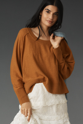 PILCRO MERINO WOOL SCOOP-NECK SWEATER 