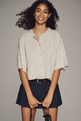 The Goldie Crew-Neck Cashmere Cardigan Sweater