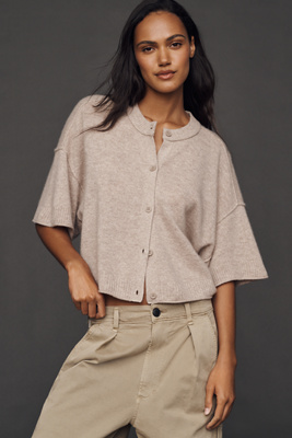 By Anthropologie The Goldie Crew-neck Cashmere Cardigan Sweater In Neutral