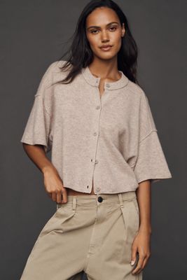 Goldie Crew-Neck Cashmere Cardigan Sweater