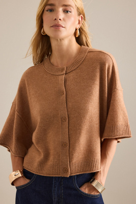 By Anthropologie The Goldie Crew-neck Cashmere Jumper: Cardigan Edition In Green