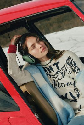 Maeve Oversized Graphic Crew-Neck Sweater