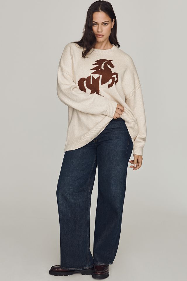 Maeve Oversized Graphic Crew-Neck Sweater #7
