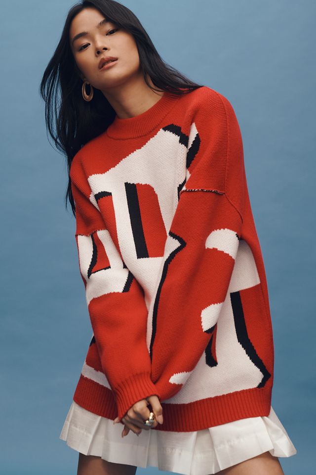 Maeve Oversized Graphic Monogram Sweater #1
