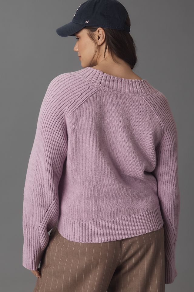 By Anthropologie Maglione con Scollo a V e Maniche a Campana #5