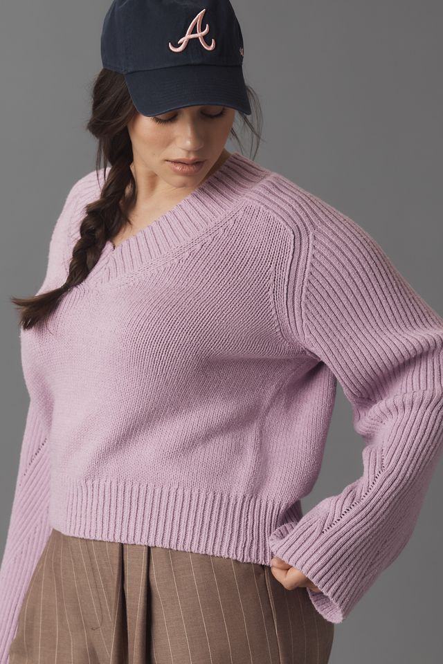 By Anthropologie Maglione con Scollo a V e Maniche a Campana #7