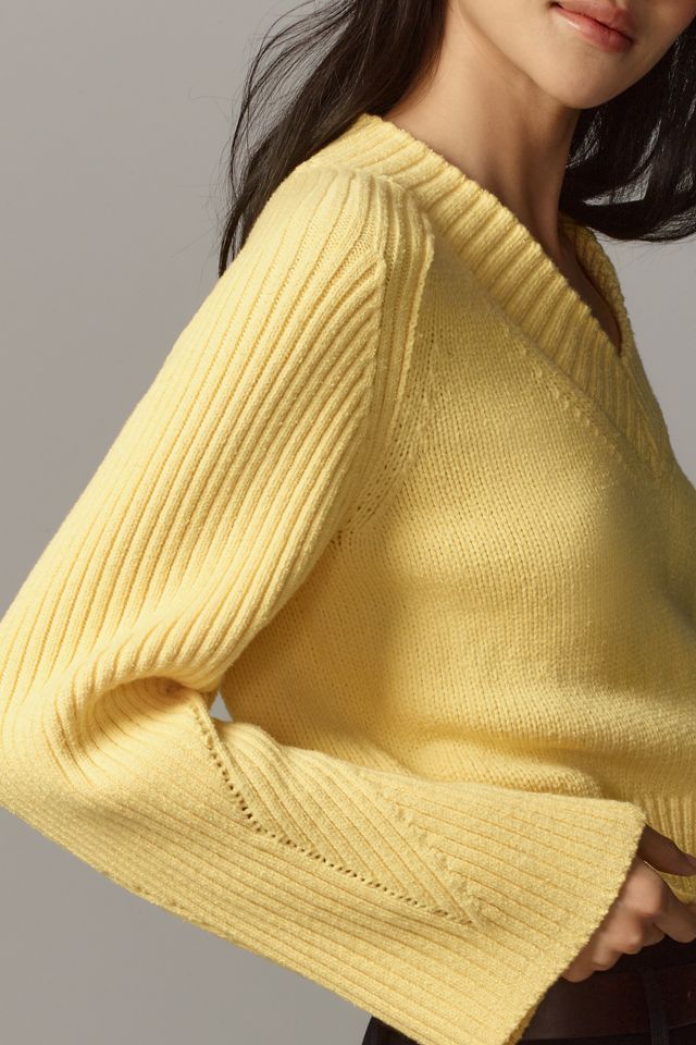 By Anthropologie Bell-Sleeve V-Neck Sweater #3