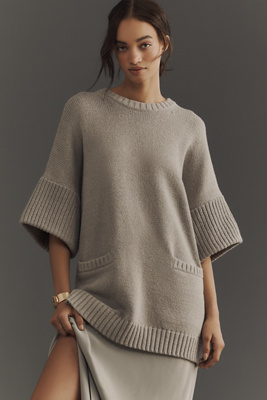 PILCRO OVERSIZED SHORT-SLEEVE SWEATER TUNIC 