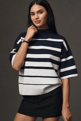 MAEVE THE CARYS MOCK-NECK SWEATER BY MAEVE: SHORT-SLEEVE EDITION 