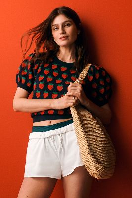 MAEVE THE MAXINE PUFF-SLEEVE SWEATER TEE 