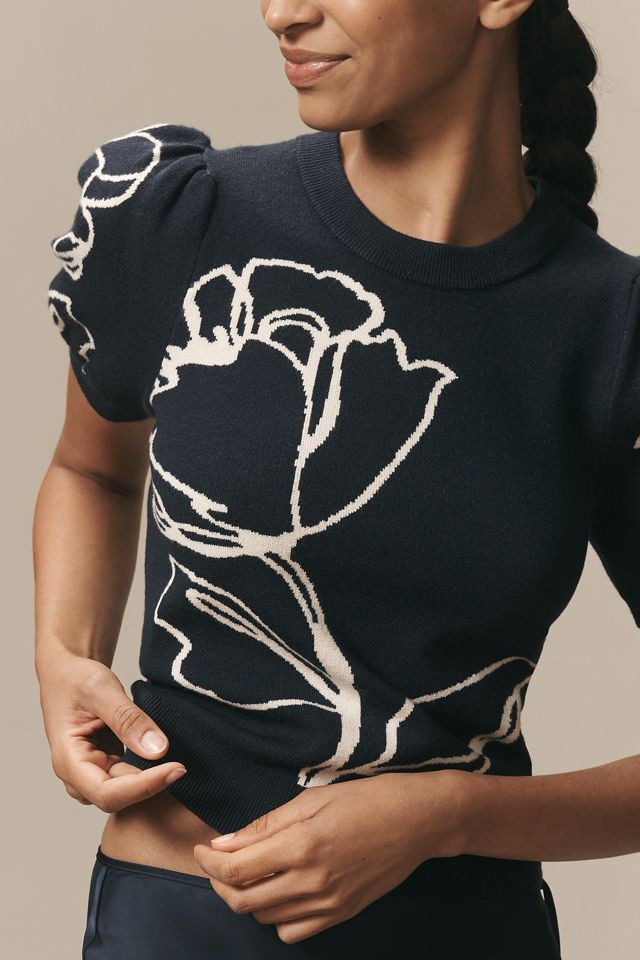 Haut tricoté Sloane à manches bouffantes et fraises #1