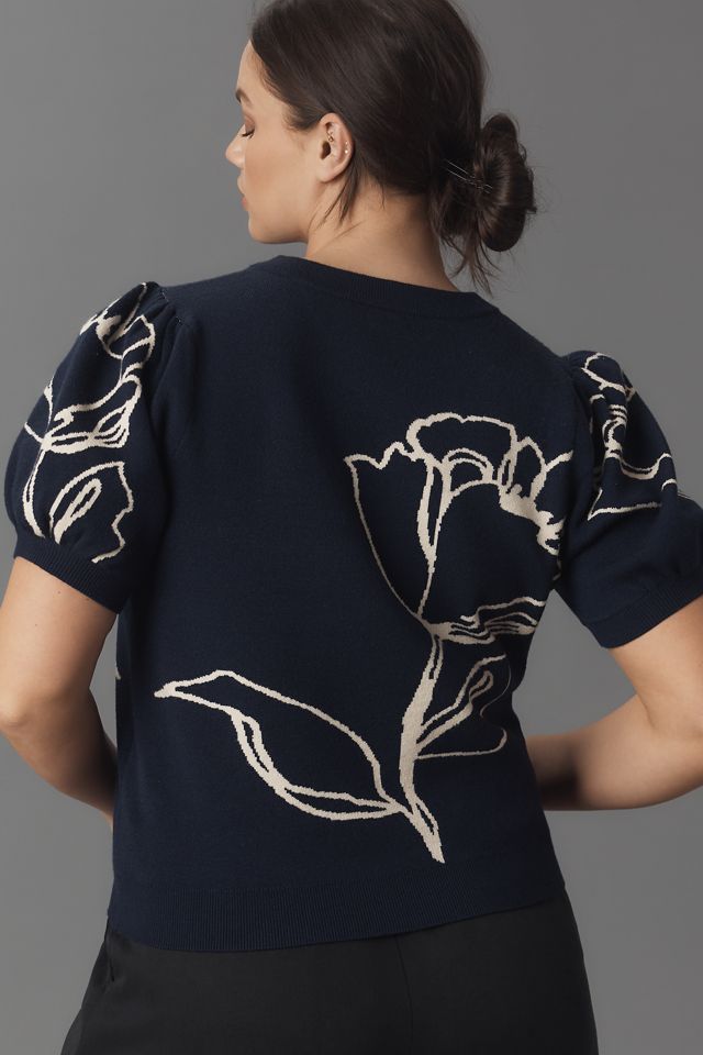 Haut tricoté Sloane à manches bouffantes et fraises #5