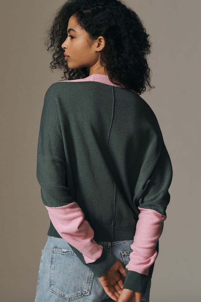 Maeve Dolman Sleeve Crew-Neck Color-Blocked Sweater #1