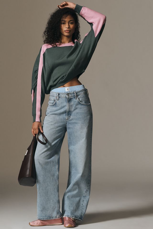 Maeve Dolman Sleeve Crew-Neck Color-Blocked Sweater #2