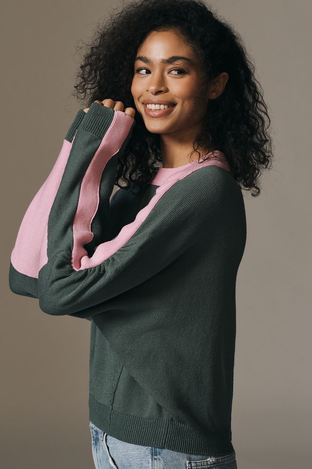 Maeve Dolman Sleeve Crew-Neck Color-Blocked Sweater #3