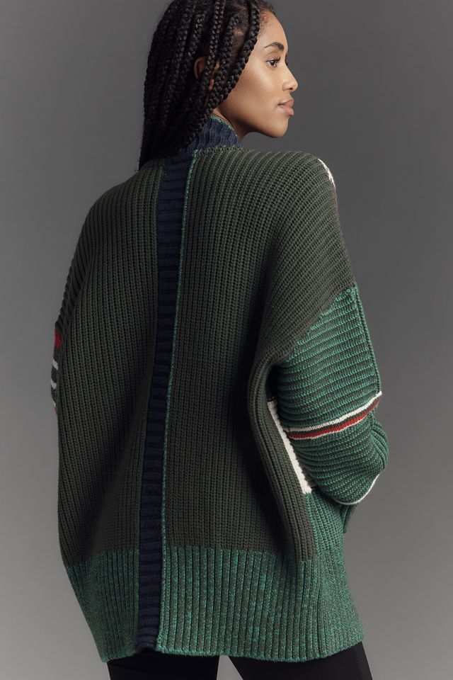 Pilcro Ribbed Collared Zip-Front Sweater #1