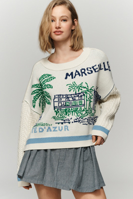Maeve Graphic Cable-Knit Sweater