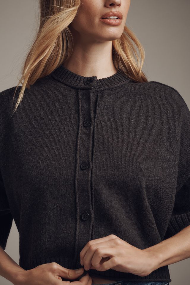 The Goldie Cotton Crew-Neck Cardigan Sweater #1