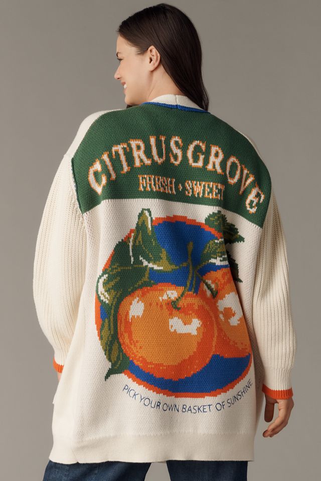 Maeve Cotton Blend Veggie Motif Cardigan Sweater | Anthropologie
