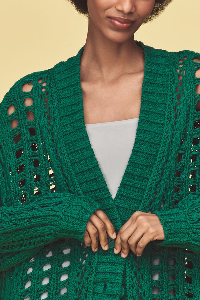 Maeve Oversized Open-Stitch Long Sleeve Cardigan Sweater #3