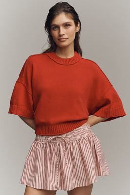 By Anthropologie The Goldie Cotton Crew Neck Jumper In Brown