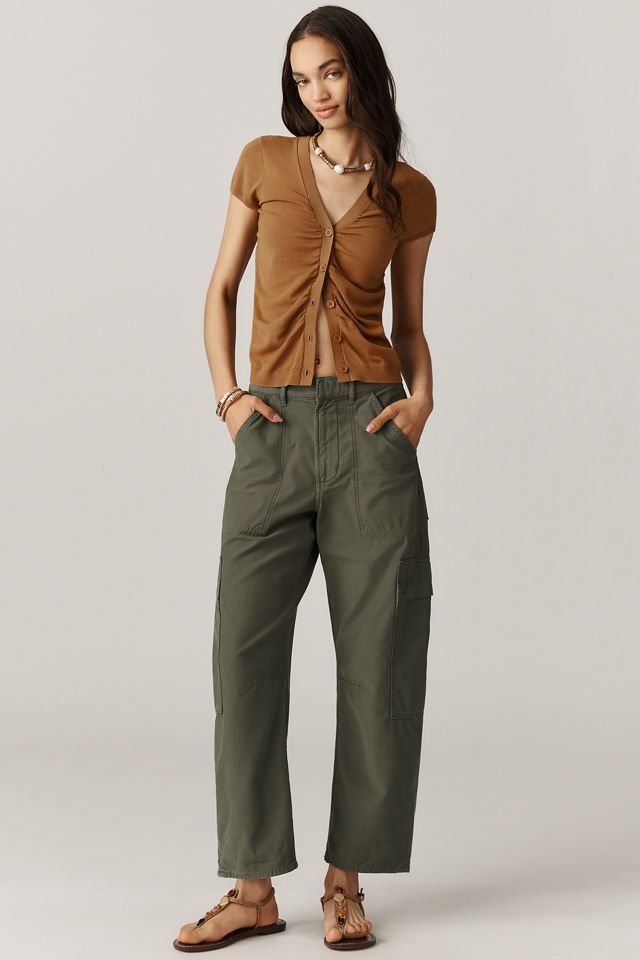 By Anthropologie Cardigan Ruched Short-Sleeve V-Neck Sweater #3
