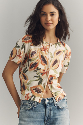 The Juliet Cotton Cashmere Crew-Neck Cardigan: Short-Sleeve Edition
